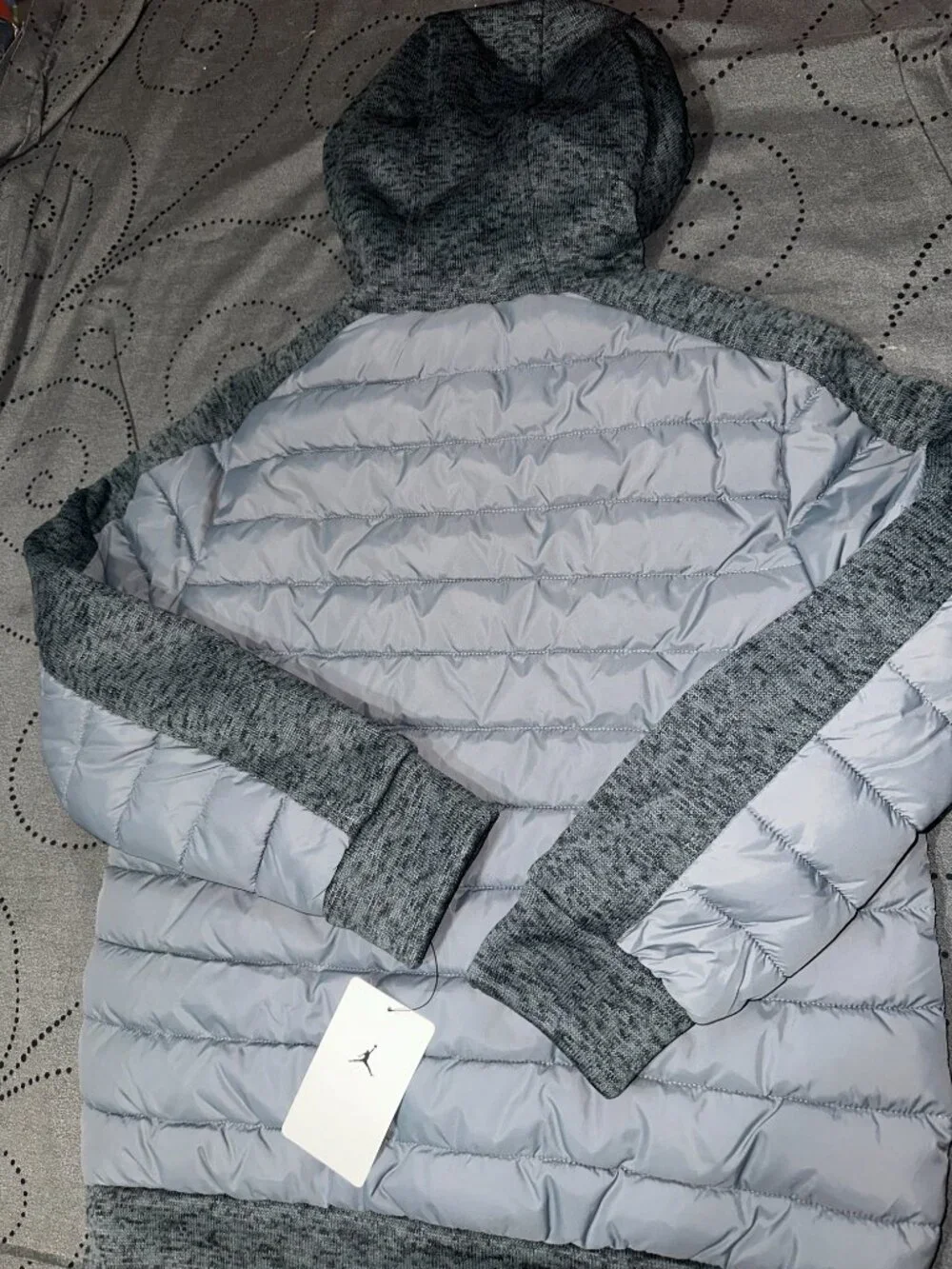 NIKE JORDAN HYBRID HEATHER GRAY & GRAY JACKET HOODIE SIZE XL L O M BOYS NWT $100